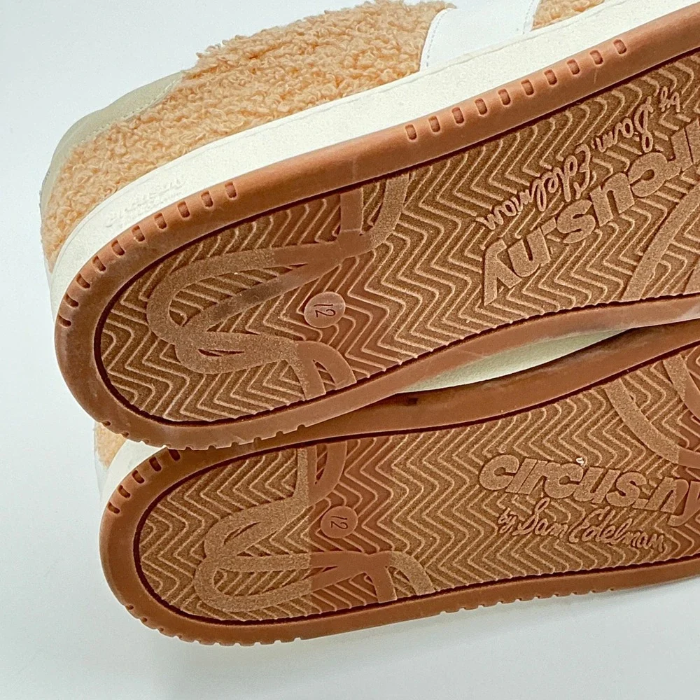 Circus NY Sam Edelman Size 12 Cozy Faux Fur Sneakers Tan White NEW Vance $90